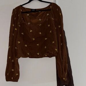 Brown Floral Women's Top